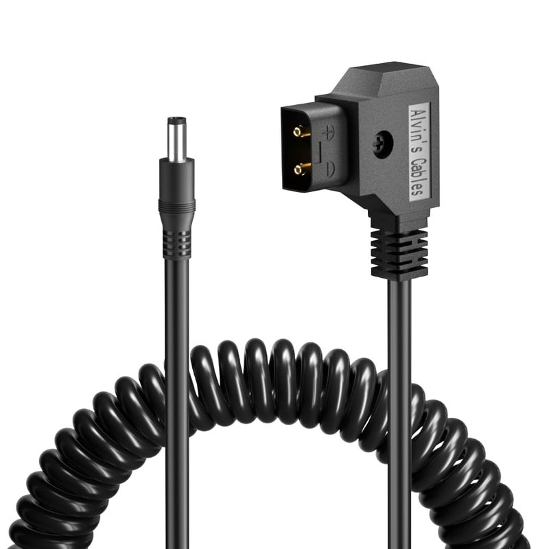 Alvin's Cables D-Tap to DC 2.1mm Coiled Cable for Blackmagic Design Video Assist, Atomos Shogun, SmallHD 702 Monitor - Image 1